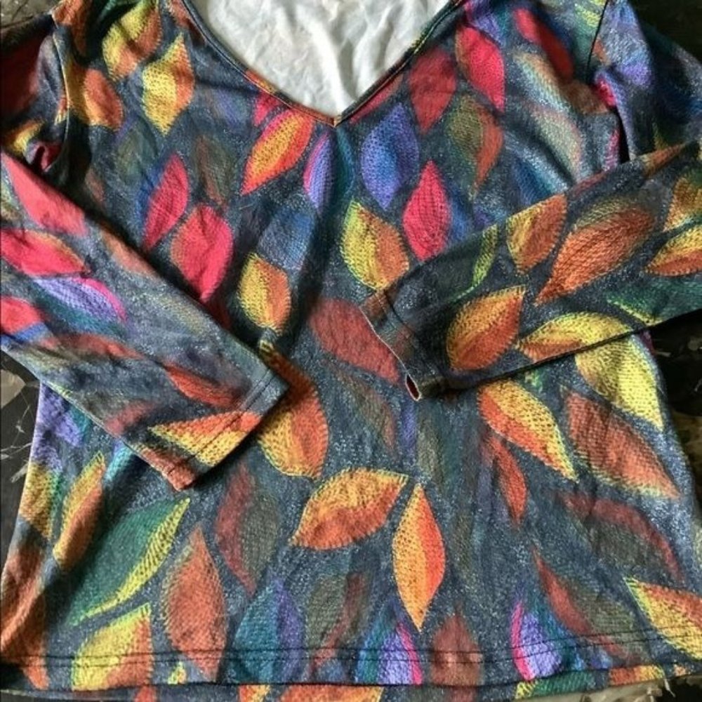 Misslook leaf print long sleeve shirt size m